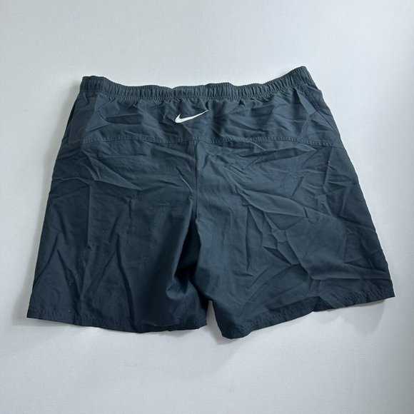 Vintage Nike Embroidered Swim Trunks Mesh Lined 90s Grey Tag Drawstring 2XL - Picture 2 of 7
